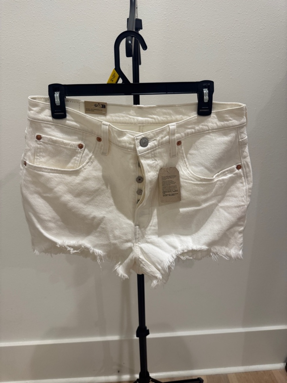 Levi's 501 White Raw Hem Button-Fly Denim Shorts